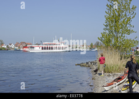 die neue Raddampfer "Schlei Princess" vorbei Arnis, Ostsee Fjord Schlei, Schleswig-Holstein, Deutschland Stockfoto