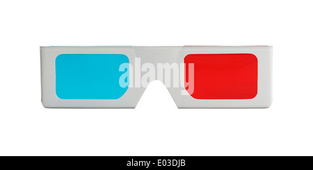 3-d-Brille bilden die Vorderansicht isoliert auf weißem Hintergrund. Stockfoto
