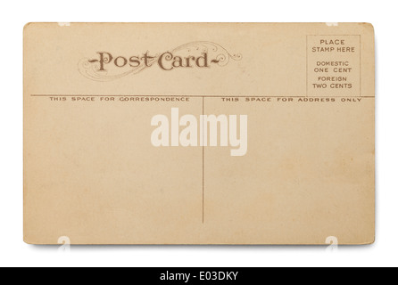 Leere Postkarte mit textfreiraum isoliert auf weißem Hintergrund. Stockfoto