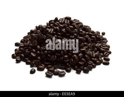 Haufen von schwarzen Kaffee Bohnen, Isolated on White Background. Stockfoto
