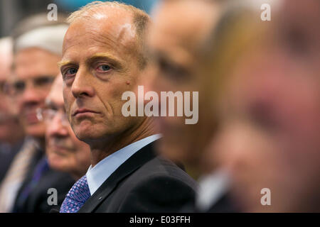 Washington DC, USA. 30. April 2014. Tom Enders, Chief Executive Officer von Airbus Group beteiligt sich an einer Veranstaltung im The Atlantic Council in der Innenstadt von Washington, D.C. am 30. April 2014. Bildnachweis: Kristoffer Tripplaar/Alamy Live-Nachrichten Stockfoto