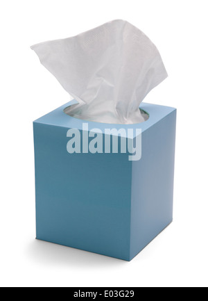 Blue Box von Geweben, Isolated On White Background. Stockfoto