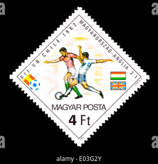Briefmarke aus Ungarn mit Fußball-Spieler. Stockfoto