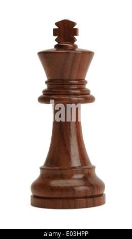 Stehend aus Holz Schachkönig, Isolated on White Background. Stockfoto