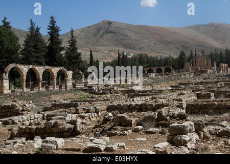 Beirut Libanon. 30. April 2014. Die Stadt Anjar befindet sich in der Bekaa-Ebene im Libanon bezeichnet ist, als ein UNESCO-Welterbe-Zentrum gegründet im 8. Jahrhundert leer liegt, wie Touristen Weg aufgrund der laufenden syrischen Bürgerkrieg bleiben Stockfoto