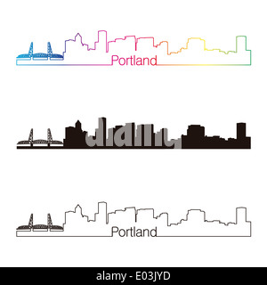 Portland Skyline linearen Stil Stockfoto