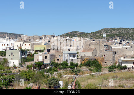 Panoramablick auf mittelalterliche Stadt liegt Olympi auf Südseite griechischen Insel Chios Olympi angelegt wurde Stockfoto