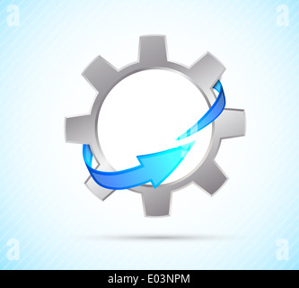 Getriebe mit Pfeil. Abstrakte Darstellung Stockfoto