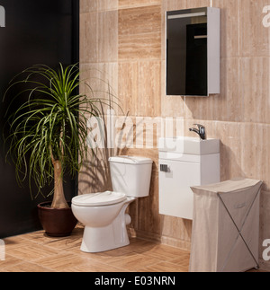 Detail der ein luxuriöses Badezimmer mit modernen Fliesen und WC Stockfoto