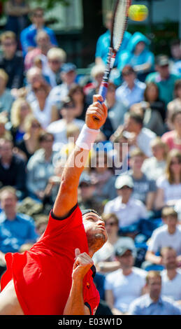 München, Deutschland. 1. Mai 2014. Deutschlands Tommy Haas in Aktion während der Runde der 16 Spiel gegen Kolumbien Alejandro Falla bei der ATP-Tour in München, 1. Mai 2014. Foto: MARC Müller/Dpa/Alamy Live News Stockfoto