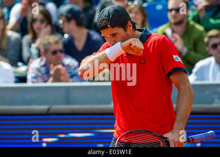 München, Deutschland. 1. Mai 2014. Deutschlands Tommy Haas in Aktion während der Runde der 16 Spiel gegen Kolumbien Alejandro Falla bei der ATP-Tour in München, 1. Mai 2014. Foto: MARC Müller/Dpa/Alamy Live News Stockfoto