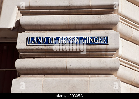 Nahaufnahme von Land of Green Ginger Straßenschild Kingston upon Hull East Yorkshire England Großbritannien GB Großbritannien Stockfoto