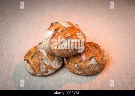 Bauernhaus-Brote. Für den Kenner Verbraucher von Brot ist nichts besser als ein Bäckermeister Brot.  Schmerzen de Campagne. Stockfoto