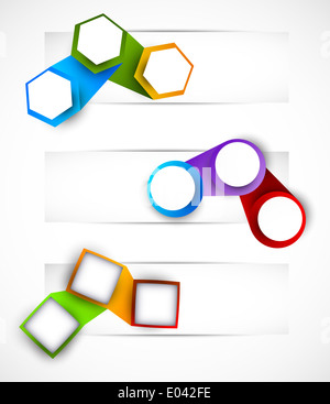 Satz von Banner mit geometrischen Elementen Stockfoto