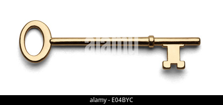 Gold Hausschlüssel in weißen Hintergrund isoliert. Stockfoto