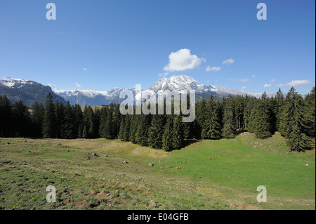 von einem Wanderweg durch Berchtesgaden Naturschutzgebiet mit Blick auf Watzmann, Bayern, Deutschland Stockfoto
