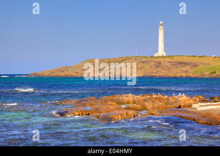 Cape Leeuwin Leuchtturm, an der südwestlichen Spitze von Australien, wo sich zwei Ozeane treffen. Stockfoto