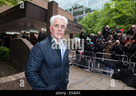 Promi-Publizist Max Clifford kommt in Southwark Crown Court zur Verurteilung nach Freitag, 2. Mai 2014 sexuelle Nötigung schuldig gefunden werden. Bildnachweis: Heloise/Alamy Live-Nachrichten Stockfoto