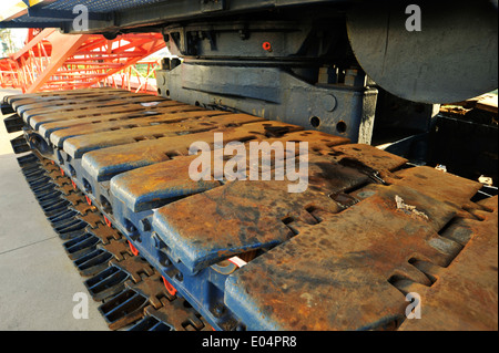 Nahaufnahme, Detail, links in der Spur von schweren Baumaschinen, abstrakten Stockfoto