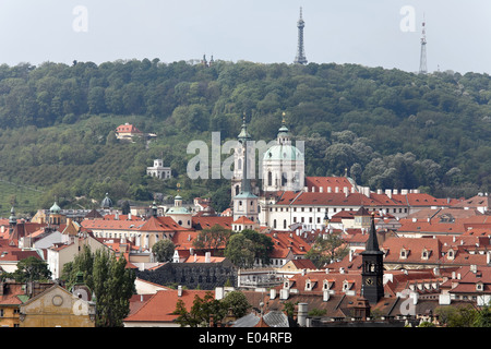 Prag, St. Nikolaus Kirche und Sternwarte, Prag, St. Nikolauskirche Und Sternwarte Stockfoto