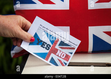 Scorton, Lancashire 2. Mai 2014. "Ja" oder "Nein" Voting-Tableaus auf dem Bank Holiday Bikes & Barrows Festival in dem malerischen Dorf Scorton, in der Nähe von Lancaster. Bildnachweis: Mar Photographics/Alamy Live-Nachrichten Stockfoto