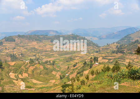 ein Blick auf Bunyonyi Kratersee in Uganda, Afrika Stockfoto