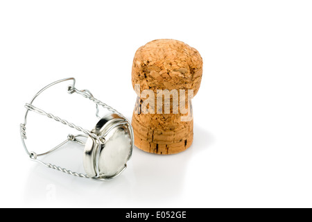 Clip und Champagner Kork, symbolische Foto für Festlichkeiten, Genuss und Konsum von Alkohol, Stockfoto