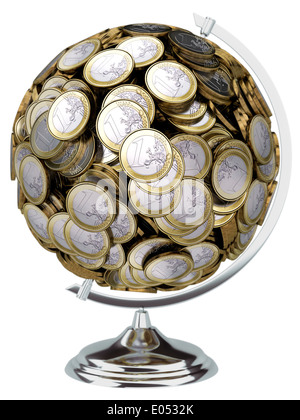Euro Geld Welt isoliert auf weißem Hintergrund (finanzielle Darstellung) Stockfoto