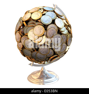 Euro Geld Welt isoliert auf weißem Hintergrund (finanzielle Darstellung) Stockfoto