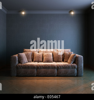 Interieur für den Rest (Version mit braunen samt Sofa) Stockfoto