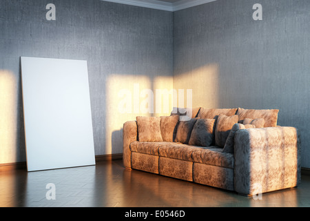 Interieur für den Rest (Version mit braunen samt Sofa) Stockfoto