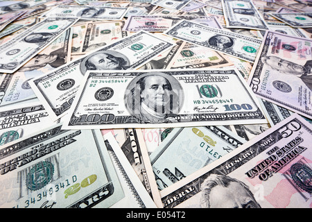 . Amerika-Dollar Dollar Mark Dollar markiert Dollar Dollar Noten Geld Licht der USA Wirtschaft Währung American Banknote Spardose Stockfoto