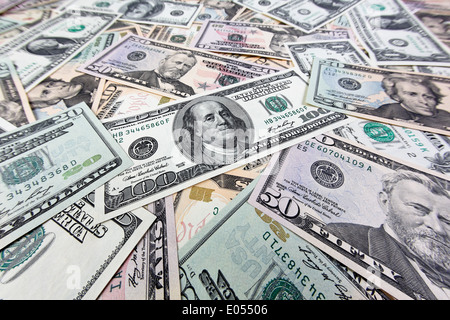 . Amerika-Dollar Dollar Mark Dollar markiert Dollar Dollar Noten Geld Licht der USA Wirtschaft Währung American Banknote Spardose Stockfoto