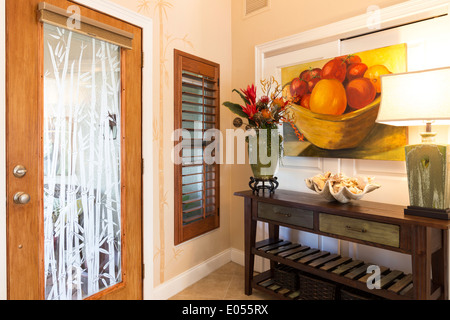 Geätztes Glas-Eingangstür, Luxus-Haus, FL, USA Stockfoto