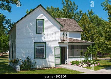 Montana, Hardin, Big Horn County Historical Museum, 1911 Bauernhaus gebaut vor Ort Stockfoto