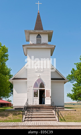 Montana, Hardin, Big Horn County Historical Museum, Christ Evangelisch Lutherische Kirche erbaut 1917 von deutschen Siedlern Stockfoto