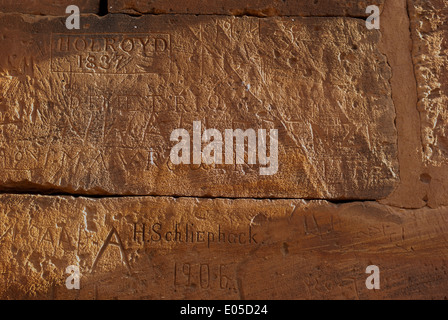 Erste Touristen Graffiti, Roman Kiosk, Naqa, Nord-Sudan Stockfoto