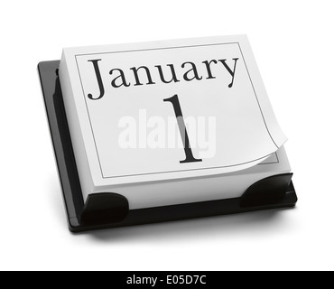 1. Januar Kalender Isolated on White Background. Stockfoto