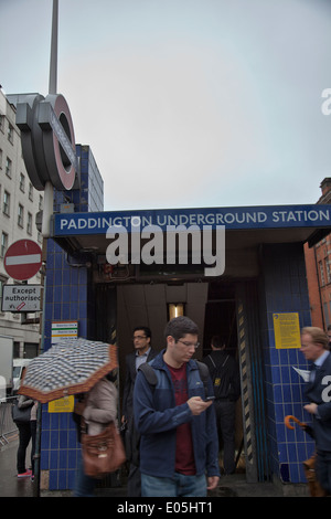 Paddington U-Bahnhof Ausgang / Eingang - London-UK Stockfoto