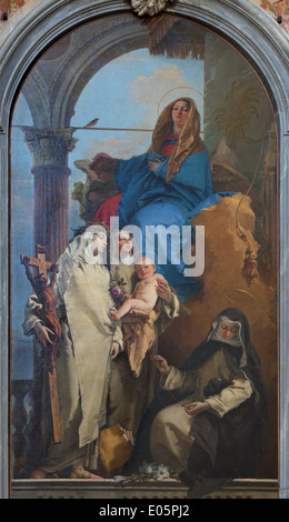 Venedig - die Appartation der Jungfrau von Giambattista Tiepolo (1748) in Chiesa di Santa Maria del Rosario (Gesuati). Stockfoto