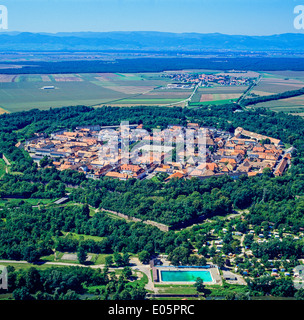 Luftaufnahme der Festungsstadt Neuf-Brisach Elsass Frankreich Stockfoto