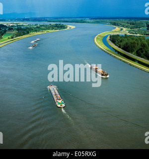 Luftaufnahme von Bargen navigieren auf Rhein Elsass Frankreich Deutschland Europa Stockfoto