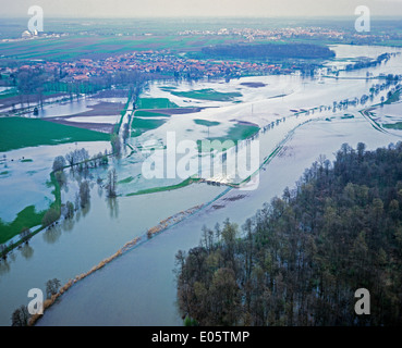 Luftbild von Flut und Nordhouse Dorf Elsass Frankreich Stockfoto