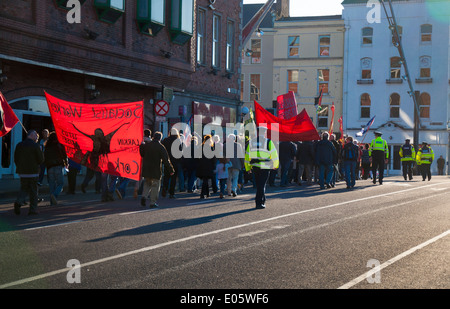 Mai Kundgebung in Cork City Irland gegen Wassergebühren und Dosierung Stockfoto