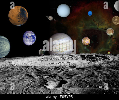 Solar System Montage der Voyager Bilder Stockfoto