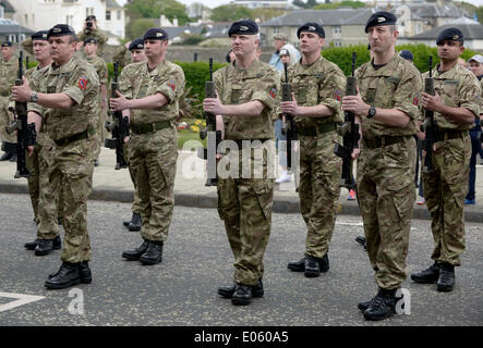 Ayr, Schottland, Vereinigtes Königreich. 3. Mai 2014.   Prince Charles besucht Ayr um Salute von Ayrshire Yeomanry um ihre Freiheit Ayr Parade statt, die Platz für Tag nahm. Bildnachweis: Maurice Morwood/Alamy Live-Nachrichten Stockfoto