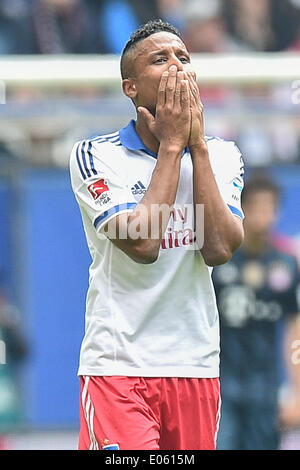 Hamburg, Hamburg, Deutschland. 3. Mai 2014. Michael Mancienne Hamburg ist frustriert während der Bundesliga-Spiel zwischen dem Hamburger SV und FC Bayern München in der Imtech-Arena am 3. Mai 2014 in Hamburg, Deutschland. (Foto von Ulrich Roth) Bildnachweis: Ulrich Roth/NurPhoto/ZUMAPRESS.com/Alamy Live-Nachrichten Stockfoto