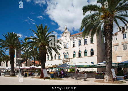 Promenade, Trogir, Dalmatien, Kroatien, Europa Stockfoto