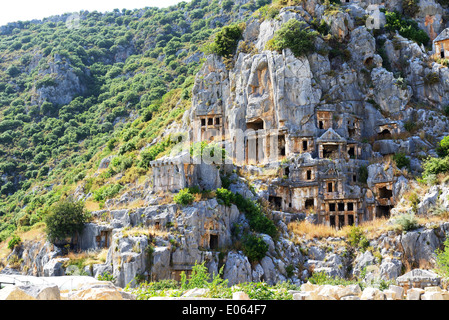 Die Felsengräber in Myra, Antalya, Türkei Stockfoto