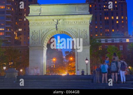 Washington Square Park zentrale Brunnen, New York, New York, USA Stockfoto